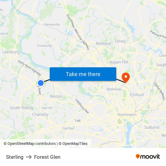 Sterling to Forest Glen map