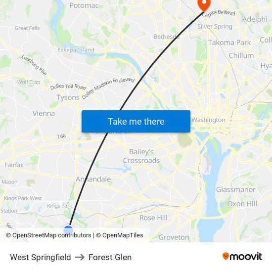 West Springfield to Forest Glen map