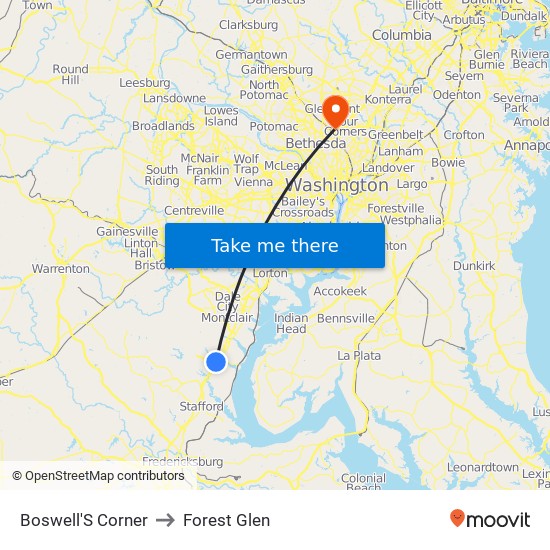 Boswell'S Corner to Forest Glen map