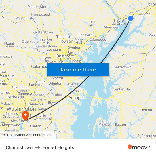 Charlestown to Forest Heights map