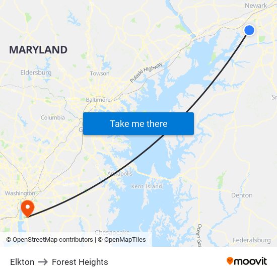 Elkton to Forest Heights map