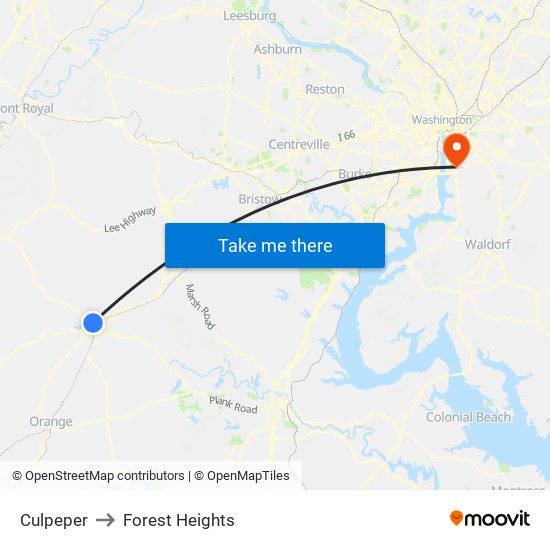 Culpeper to Forest Heights map