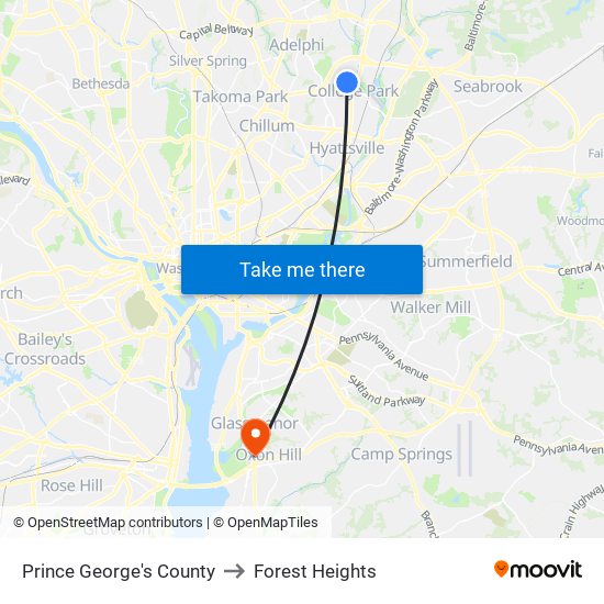 Prince George's County to Forest Heights map