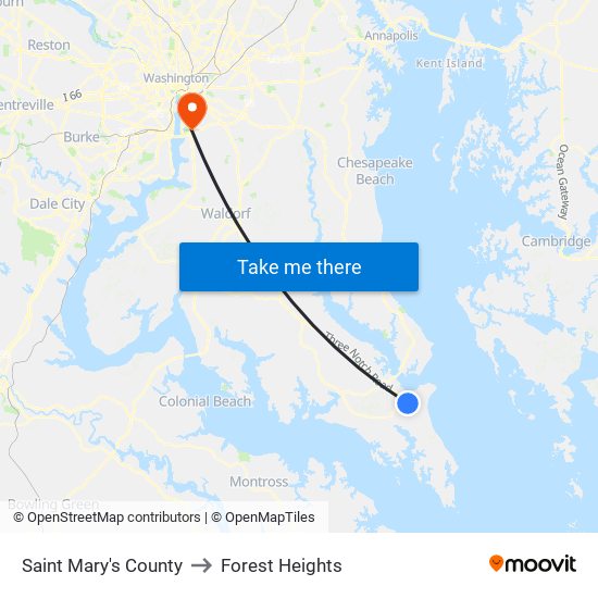 Saint Mary's County to Forest Heights map