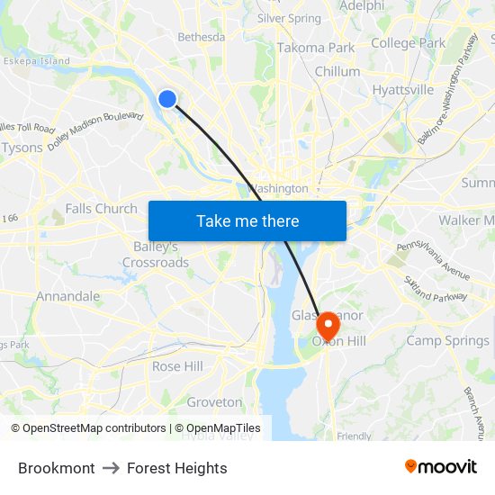 Brookmont to Forest Heights map