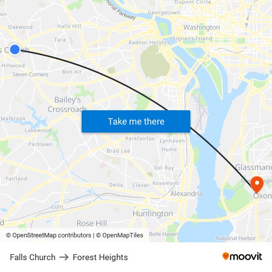 Falls Church to Forest Heights map