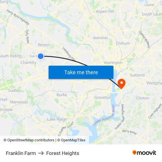 Franklin Farm to Forest Heights map