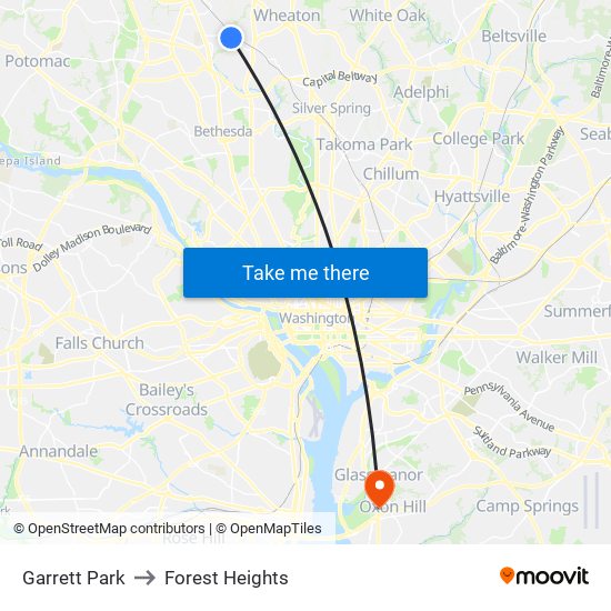 Garrett Park to Forest Heights map