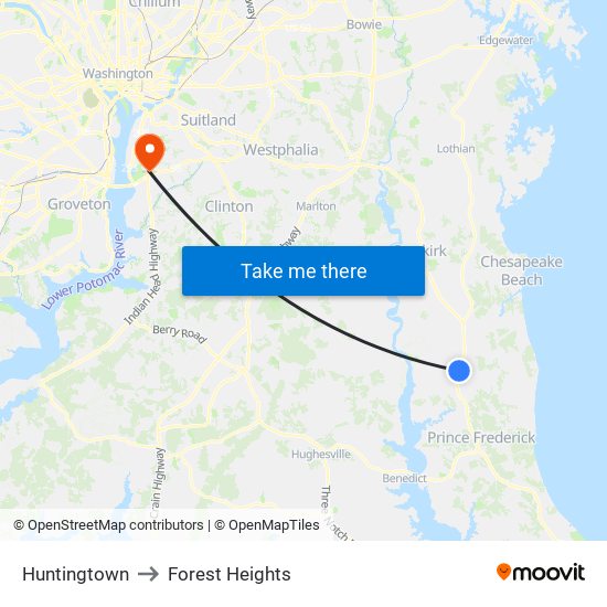 Huntingtown to Forest Heights map