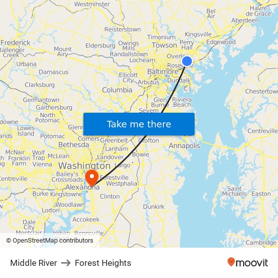 Middle River to Forest Heights map