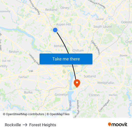 Rockville to Forest Heights map