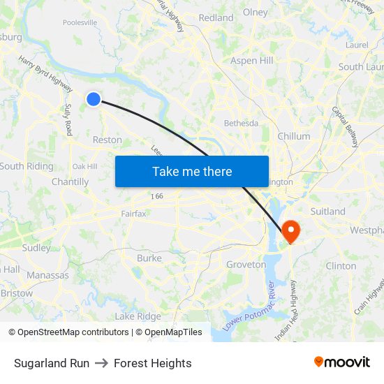 Sugarland Run to Forest Heights map