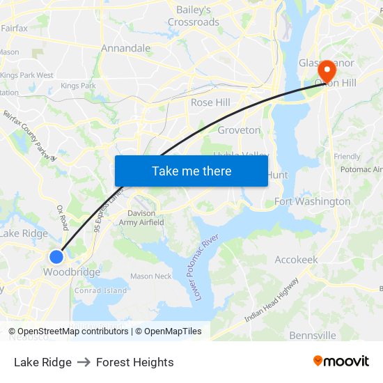 Lake Ridge to Forest Heights map