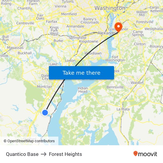 Quantico Base to Forest Heights map