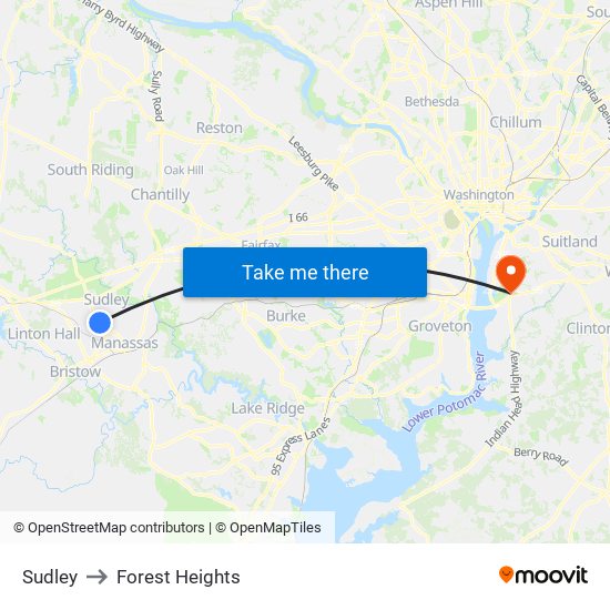 Sudley to Forest Heights map
