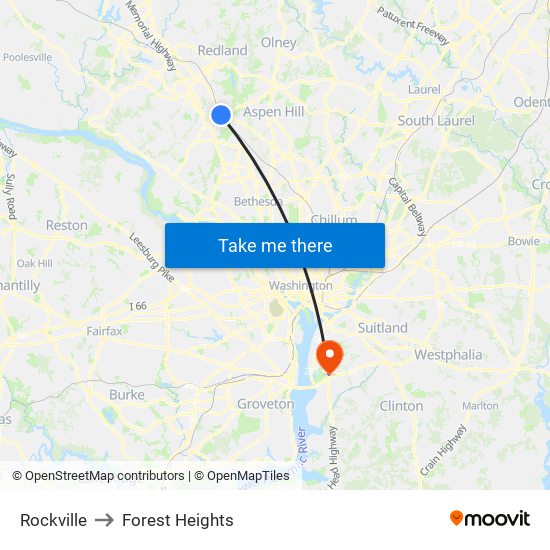 Rockville to Forest Heights map