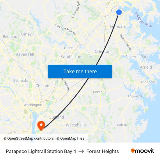 Patapsco Lightrail Station Bay 4 to Forest Heights map