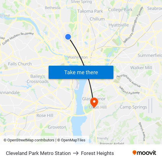 Cleveland Park Metro Station to Forest Heights map
