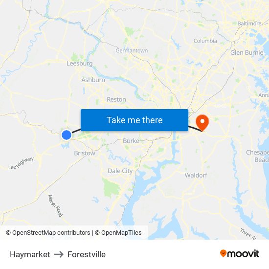 Haymarket to Forestville map