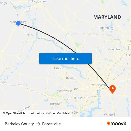 Berkeley County to Forestville map