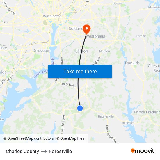 Charles County to Forestville map