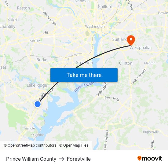 Prince William County to Forestville map