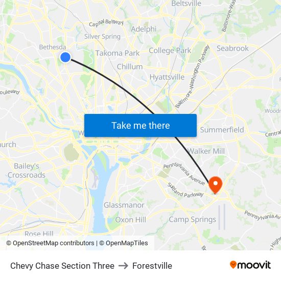 Chevy Chase Section Three to Forestville map