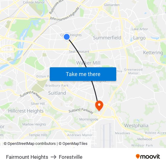 Fairmount Heights to Forestville map