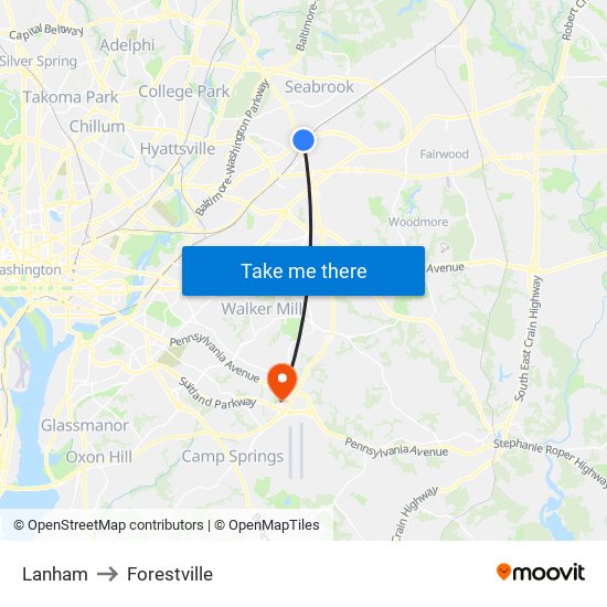 Lanham to Forestville map