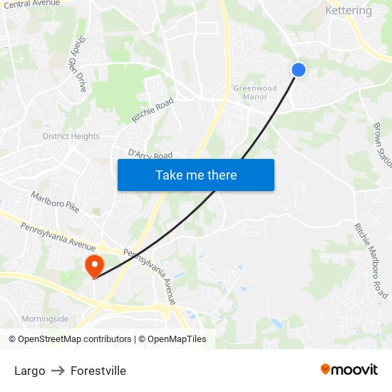 Largo to Forestville map