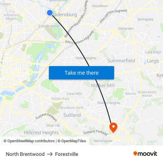 North Brentwood to Forestville map