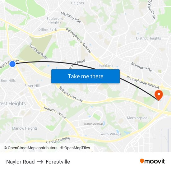 Naylor Road to Forestville map