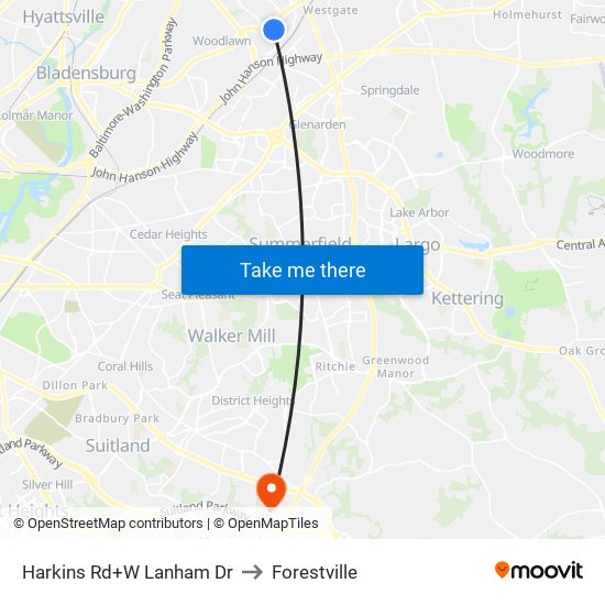 Harkins Rd+W Lanham Dr to Forestville map