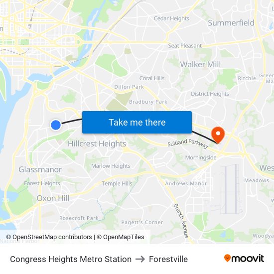 Congress Heights Metro Station to Forestville map