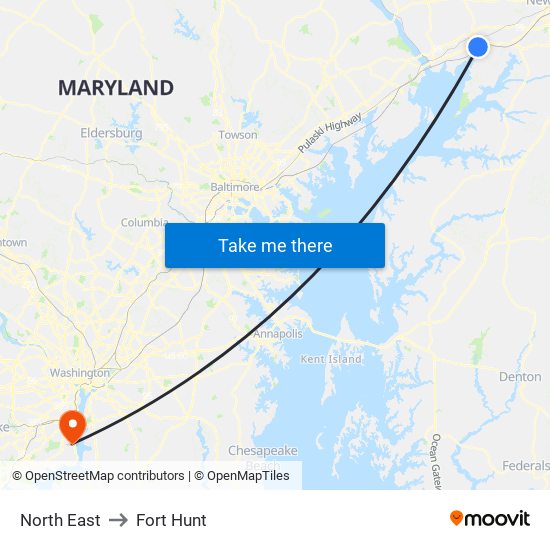 North East to Fort Hunt map