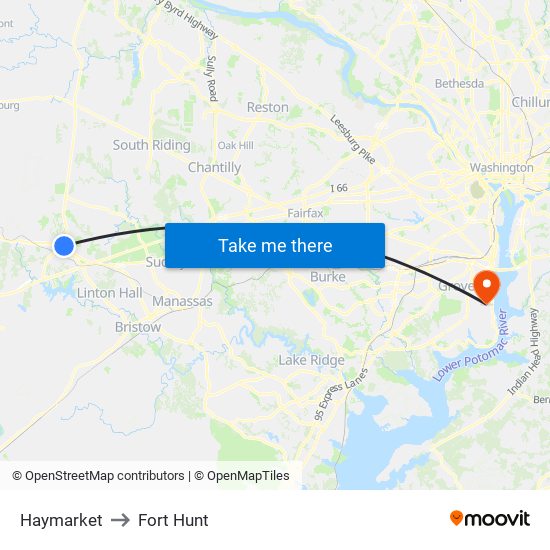 Haymarket to Fort Hunt map