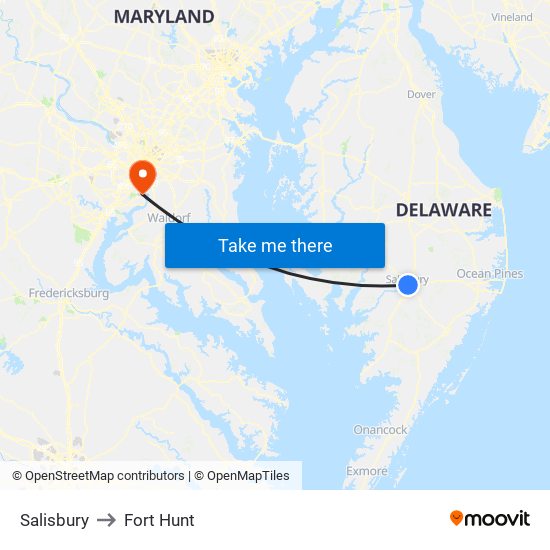 Salisbury to Fort Hunt map