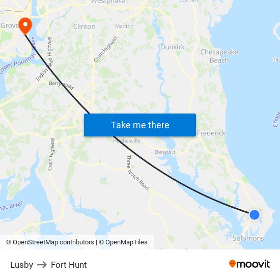 Lusby to Fort Hunt map