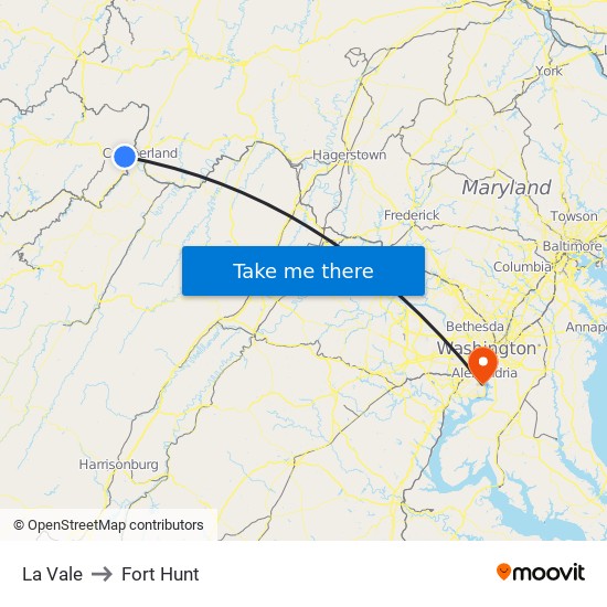 La Vale to Fort Hunt map