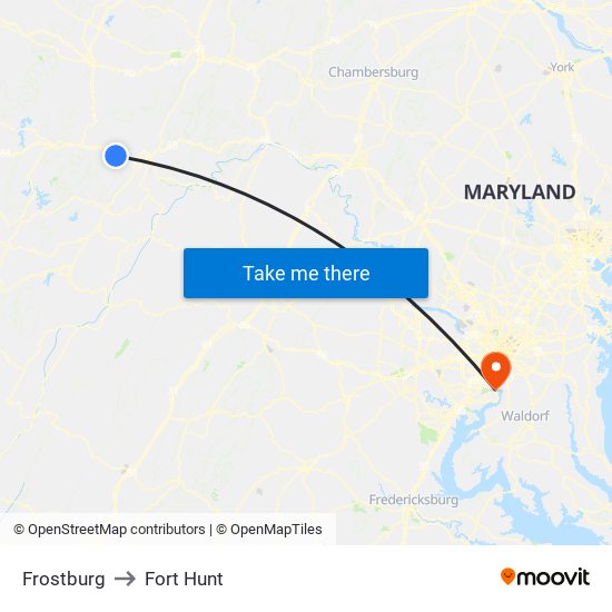 Frostburg to Fort Hunt map