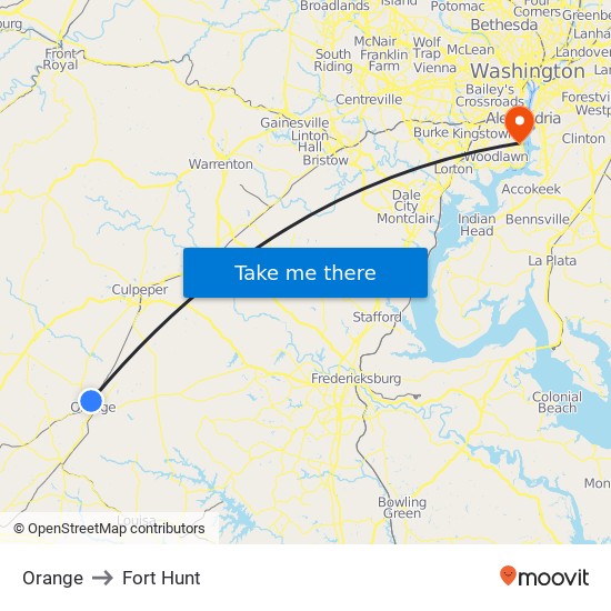 Orange to Fort Hunt map