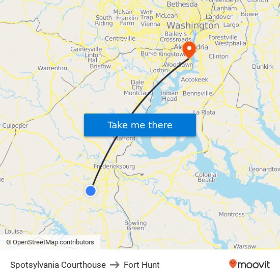 Spotsylvania Courthouse to Fort Hunt map