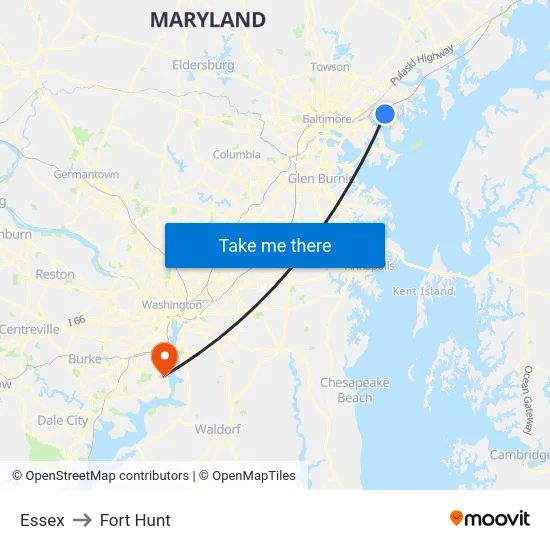 Essex to Fort Hunt map