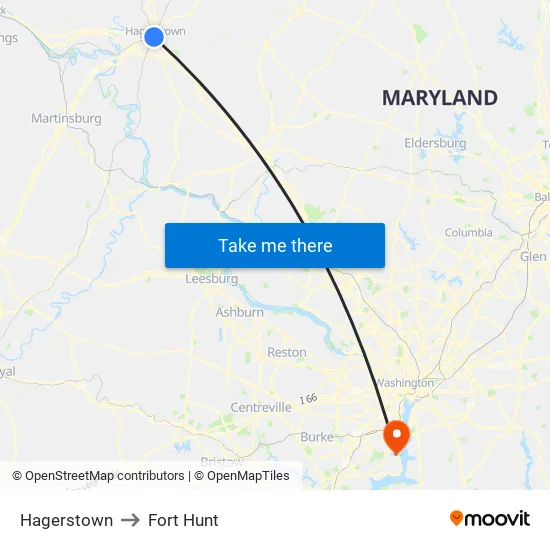 Hagerstown to Fort Hunt map