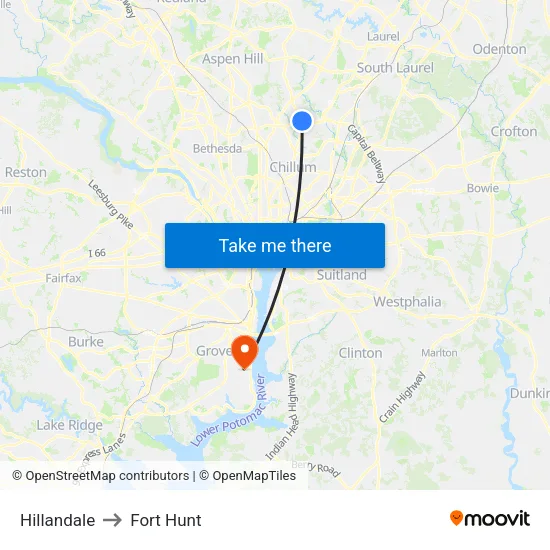 Hillandale to Fort Hunt map
