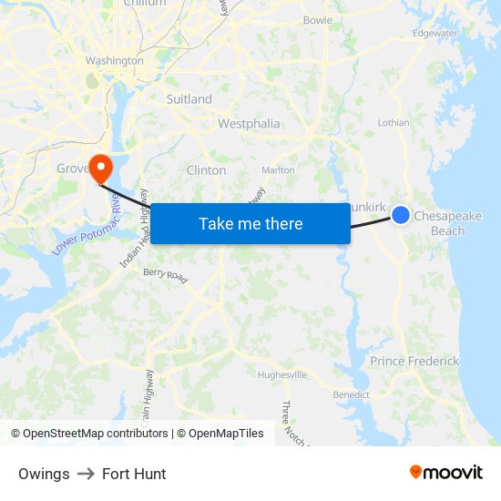 Owings to Fort Hunt map