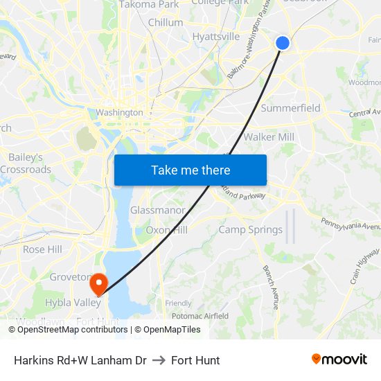 Harkins Rd+W Lanham Dr to Fort Hunt map