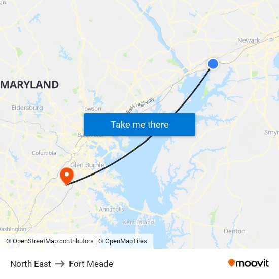 North East to Fort Meade map