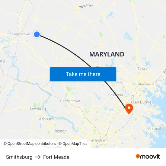 Smithsburg to Fort Meade map