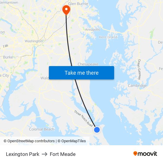 Lexington Park to Fort Meade map